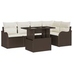 Ensemble de 6 pièces de canapé de jardin avec coussins en rattan poly marron
