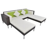 Salon de jardin meuble d'extérieur ensemble de mobilier 4 pièces avec coussins résine tressée marron 02_0016194