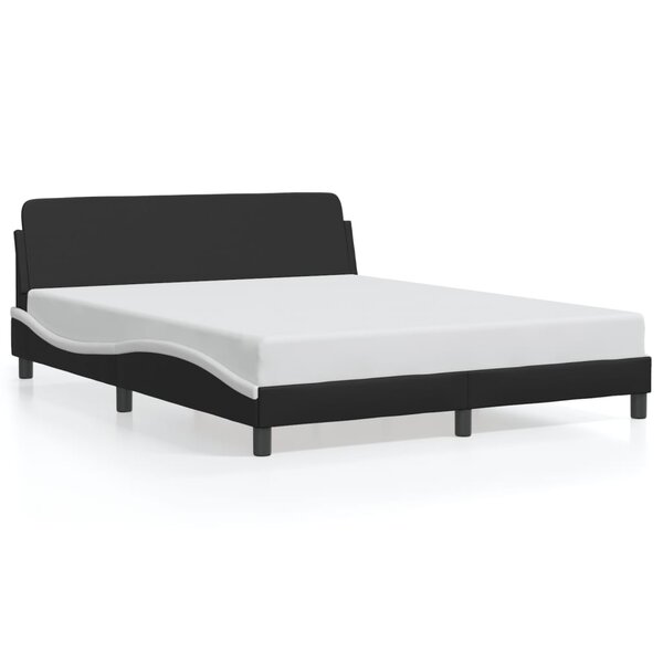vidaXL Cadre de lit sans matelas noir et blanc 160x200 cm similicuir