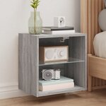 vidaXL Table de chevet murale avec lumières LED sonoma gris