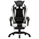 Chaise fauteuil siège pivotante de bureau informatique étude de jeux vidéo et repose-pied et similicuir blanc 02_0024222