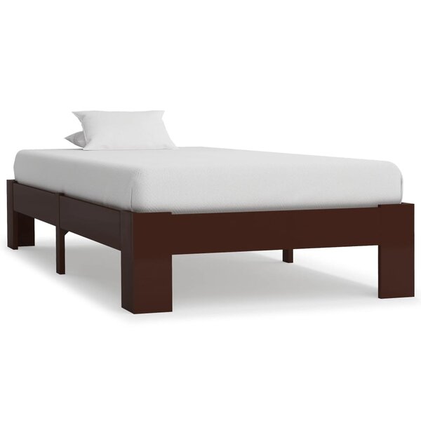 vidaXL Cadre de lit Marron foncé Bois de pin massif 90x200 cm