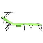 vidaXL Chaise Longue Pliante avec Auvent en Tissu Oxford Vert 600D