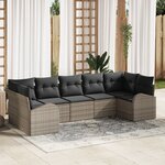 vidaXL Ensemble de canapé de jardin 7 pièces avec coussins en poly rotin gris