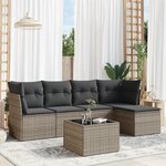 vidaXL Salon de jardin 6 Pièces avec coussins gris résine tressée