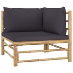 Salon de jardin meuble d'extérieur ensemble de mobilier 7 pièces avec coussins gris foncé bambou 02_0017197