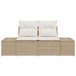 vidaXL Canapé de jardin 2 places avec coussins en poly rotin beige