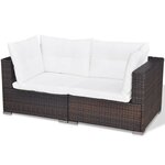 vidaXL Salon de jardin 6 Pièces avec coussins Résine tressée Marron