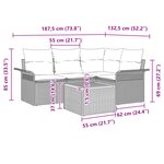 vidaXL Ensemble de canapé de jardin 5 pièces avec coussins Beige Poly Rattan Acacia