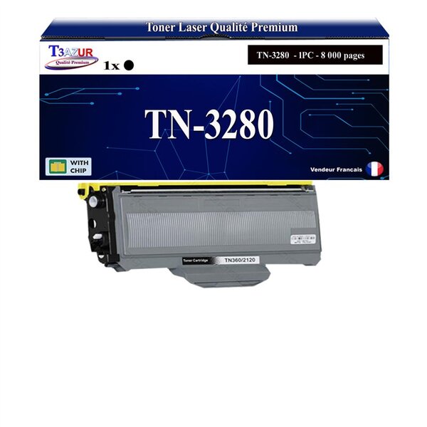 T3AZUR - Toner compatible avec Brother TN3280  TN3230  pour Brother HL-3250  HL-5340D  HL-5340DL  HL-5350DN  HL-5350DNLT  HL-5370DW  HL-5380DN - 8 000 pages