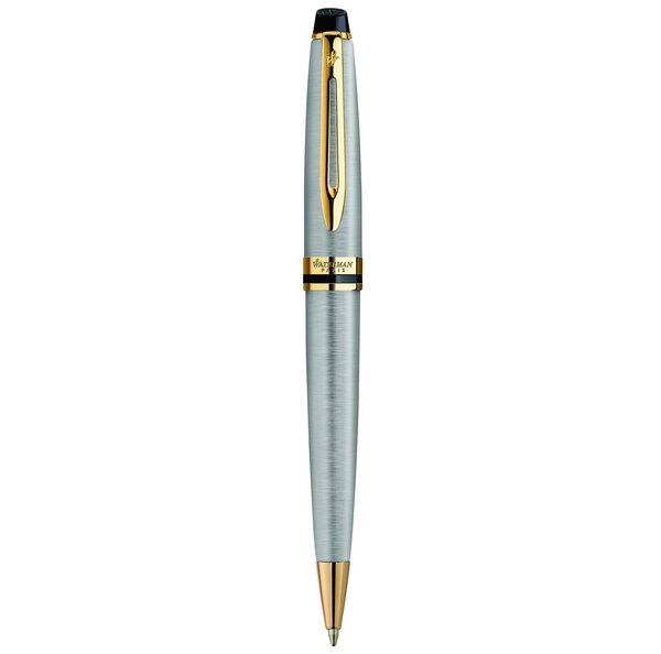 Waterman  expert stylo bille   acier inoxydable  recharge bleue pointe moyenne  coffret cadeau