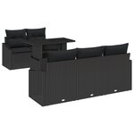 vidaXL Ensemble de canapé de jardin 6 pièces avec coussins noir poly rattan