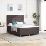 vidaXL Lit à ressorts avec matelas marron foncé 140x190 cm tissu