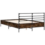 vidaXL Cadre de lit chêne fumé 140x190 cm bois d'ingénierie et métal