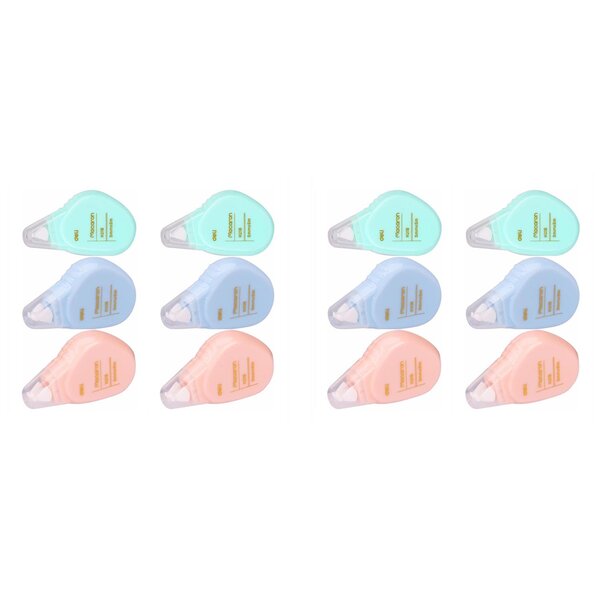 Roller correcteur Macaron 5mm×5m avec capuchon coloris aléatoire pastel x 12 DELI