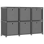 vidaXL Étagère d'affichage 6 cubes et boîtes Gris 103x30x72 5 cm Tissu
