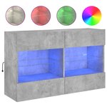 vidaXL Meuble TV mural avec lumières LED gris béton 98 5x30x60 5 cm