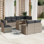 vidaXL Salon de jardin 9 Pièces avec coussins gris clair résine tressée
