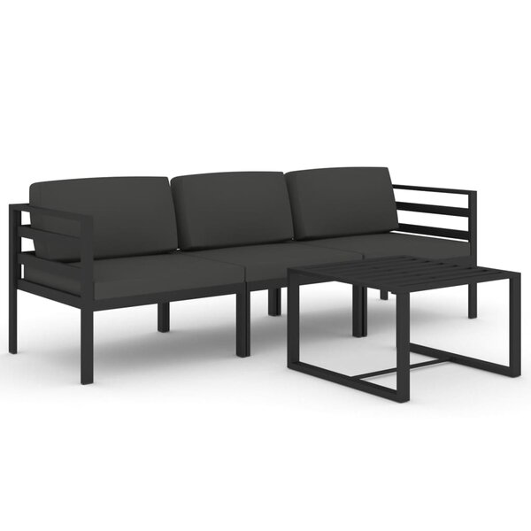 Salon de jardin meuble d'extérieur ensemble de mobilier 4 pièces avec coussins aluminium anthracite 02_0016076