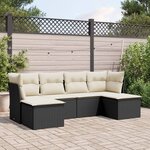 vidaXL Salon de jardin 6 Pièces avec coussins noir résine tressée