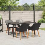 vidaXL Ensemble de salle à manger de jardin 5 pièces noir en polyrotin