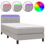 vidaXL Sommier à lattes de lit avec matelas et LED Gris clair 90x190cm