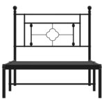 vidaXL Cadre de lit métal avec tête de lit noir 100x190 cm