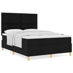 vidaXL Lit à sommier tapissier avec matelas Noir 140x200 cm Tissu