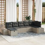 vidaXL Ensemble de canapé de jardin 7 pièces avec coussins gris clair en rotin synthétique