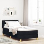 Lit à ressort avec matelas vidaXL Noir 90x200 cm en tissu