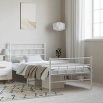 vidaXL Cadre de lit métal sans matelas et pied de lit blanc 100x190 cm