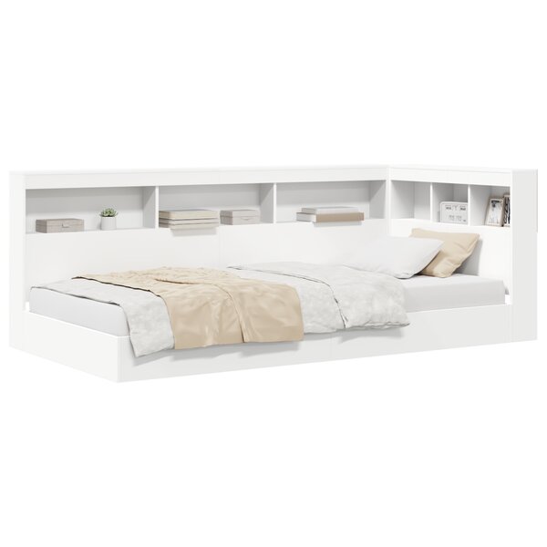 vidaXL Lit étagère blanc 90x200 cm en bois aggloméré