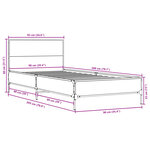vidaXL Cadre de lit sonoma gris 90x200 cm bois d'ingénierie et métal