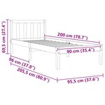 vidaXL Cadre de lit sans matelas cire marron 90x200 cm bois pin massif
