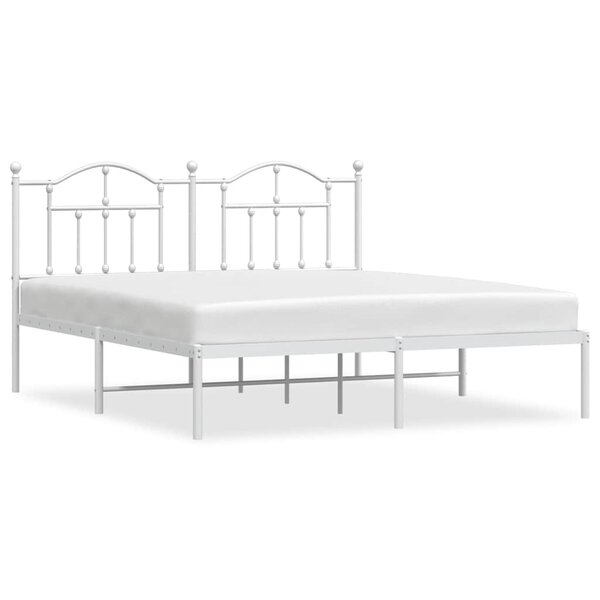 vidaXL Cadre de lit métal sans matelas et tête de lit blanc 183x213 cm