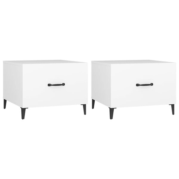 vidaXL Tables basses avec pieds en métal 2 Pièces Blanc 50x50x40 cm