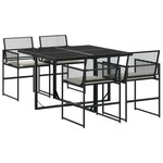 vidaXL Ensemble à manger de jardin coussins 5Pièces noir résine tressée
