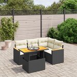 vidaXL Salon de jardin 5 Pièces avec coussins noir résine tressée