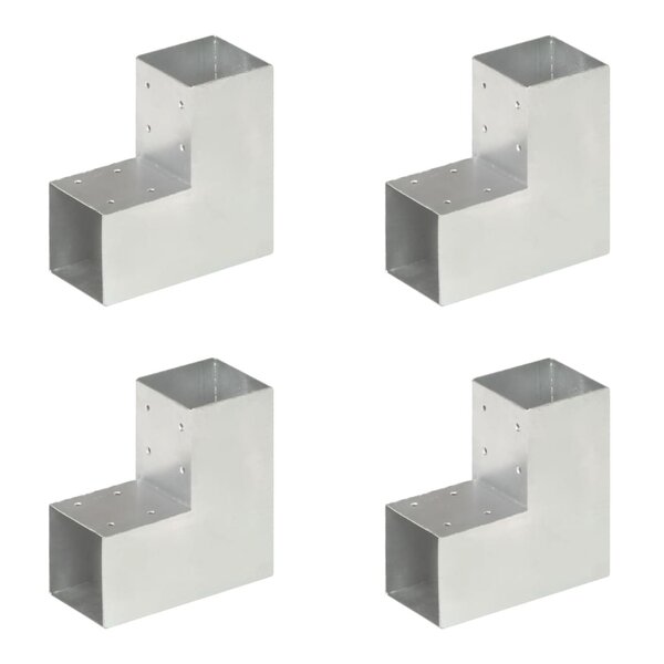 vidaXL Connecteurs de poteau 4 Pièces Forme en L Métal galvanisé 91x91 mm
