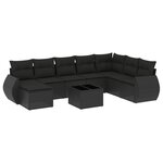 vidaXL Salon de jardin 9 Pièces avec coussins noir résine tressée