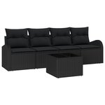 Ensemble de Canapés de Jardin de 5 Pièces avec Coussins Noir Poly Rattan
