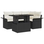 vidaXL Ensemble de canapé de jardin 5 pièces avec coussins rattan poly noir