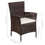 vidaXL Mobilier de bistro 3 Pièces Résine tressée Marron
