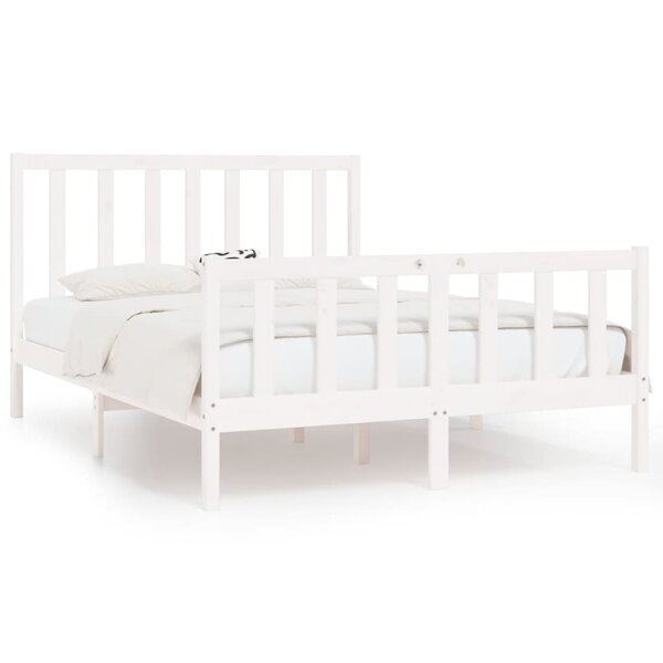 vidaXL Cadre de lit sans matelas blanc 120x190 cm bois massif
