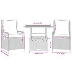 vidaXL Ensemble à manger de jardin et coussins 3 Pièces Beige poly rotin