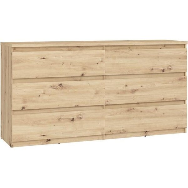 Commode CHELSEA 6 tiroirs - 154 cm x 42 2 x 79 9 - chêne artisan
