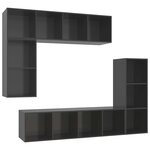 vidaXL Ensemble de meubles TV 4 Pièces Gris brillant Bois d'ingénierie