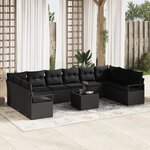 Ensemble de Canapés de Jardin vidaXL 11 pièces avec Coussins Beige Rattan Poly