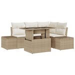 vidaXL Ensemble de jardin 5 pièces avec coussins en poly rotin beige