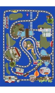Tapis enfant Circuit de voiture 120 x 160 cm - Bleu